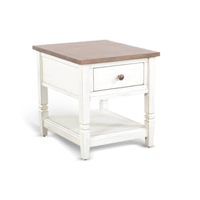 Purity Craft Onyx White Light Brown 1 Drawer End Table