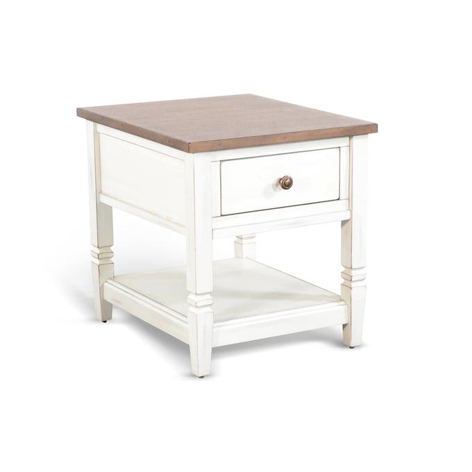 Purity Craft Onyx White Light Brown 1 Drawer End Table 3170MB-E