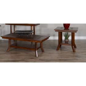 Purity Craft Seraphica Dark Brown Mahogany Wood 3pc Coffee Table Set