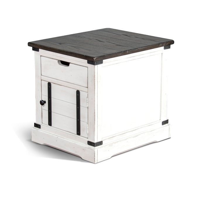 Purity Craft Nalani White Dark Brown End Table 3270FC2-E