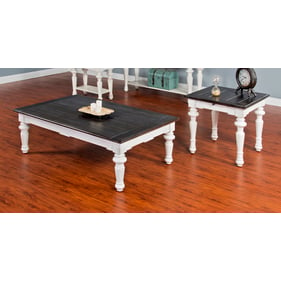 Purity Craft Zen White Dark Brown 3pc Coffee Table Set