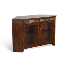 Purity Craft Seraphica Dark Brown Wood Corner TV Console