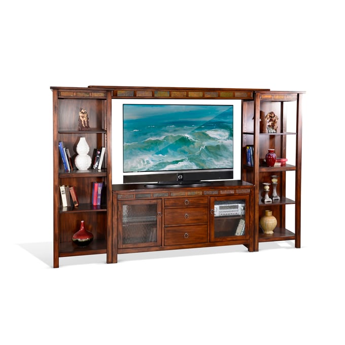 Purity Craft Seraphica Dark Brown Open Storage Entertainment Wall 3403DC2