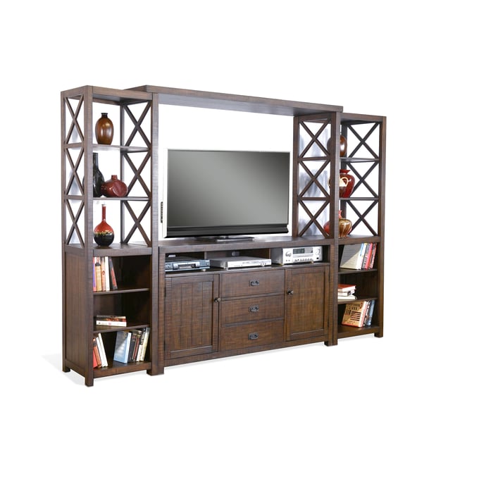 Purity Craft Allure Dark Brown Entertainment Wall with 66 TV Console 3563TL