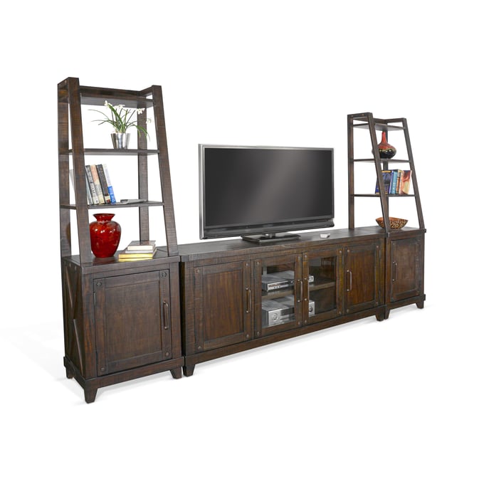 Purity Craft Norma Brown Entertainment Center with 74 Inch Media Console 3644RN-74-ENT-S1