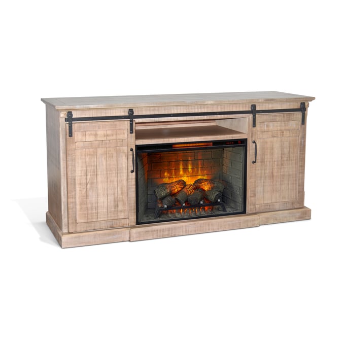 Purity Craft Rose Natural TV Console with Fireplace Insert 3648DR-FPI-S1