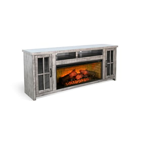 Purity Craft Isadora Grey 76 Inch Media Console with Electric Fireplace