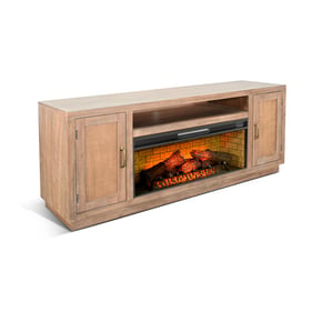 Purity Craft Rose Oak 78 Inch Media Console with Electric Fireplace