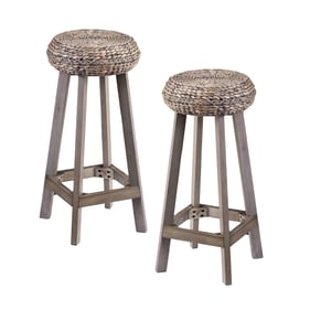 2 Southern Enterprises Rutina Gray Round Backless 30 Inch Barstools