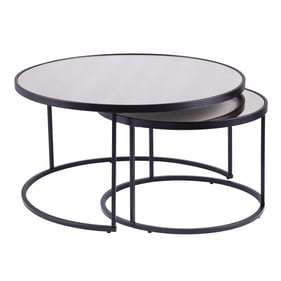 Southern Enterprises Downham Silver Round 2pc Nestng Cocktail Tables