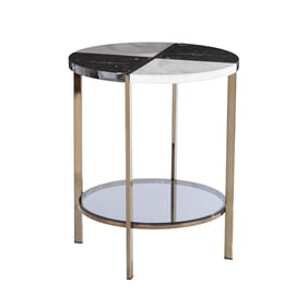 Southern Enterprises Cortinada Black White Round End Table