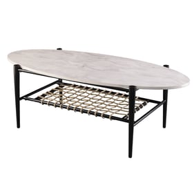 Southern Enterprises Relckin Black Faux Marble Cocktail Table