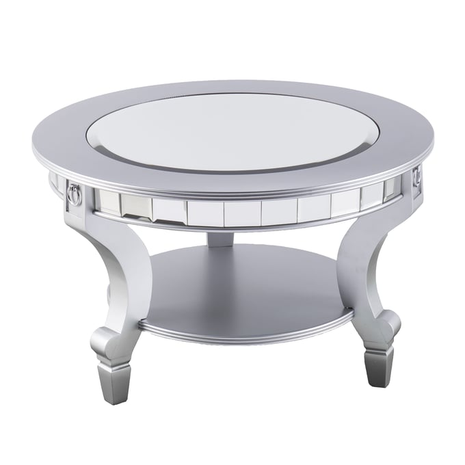 Southern Enterprises Lindsay Silver Round Mirrored Coffee Table SNENT-CK2380