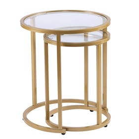 Southern Enterprises Evelyn Glam Gold 2pc Nesting Side Table Set