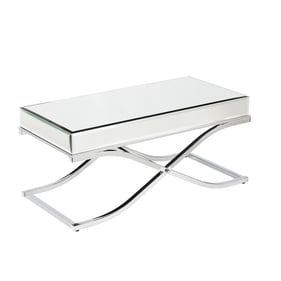 Southern Enterprises Ava Silver Mirrored Cocktail Table