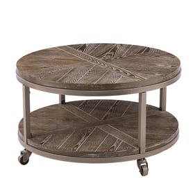 Southern Enterprises Konya Brown Round Cocktail Table