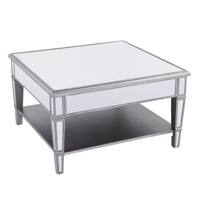 Southern Enterprises Wedlyn Silver Mirrored Square Coffee Table