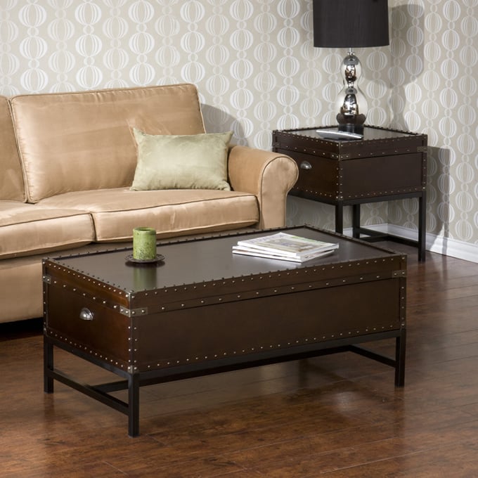 Southern Enterprises Nailhead Coffee Table Trunk - Espresso 