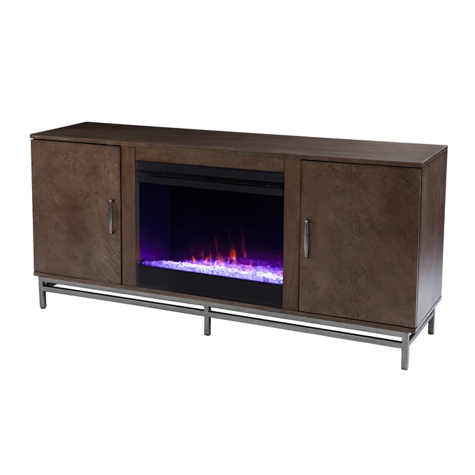 Southern Enterprises Dibbonly Brown Media Console Fireplace SNENT-FC1095756