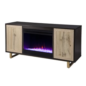 Southern Enterprises Wilconia Brown Color Changing Fireplace with Media Sto...