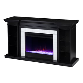 Southern Enterprises Henstinger Black Color Changing Fireplace with Bookcas...