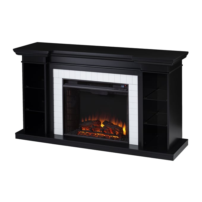 Southern Enterprises Henstinger Black Electric Fireplace with Bookcase SNENT-FE1225159