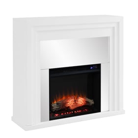 Southern Enterprises Stadderly White Mirrored Touch Screen Electric Firepla...