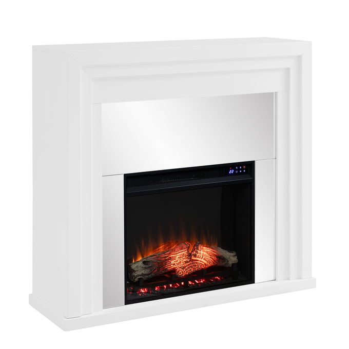 Southern Enterprises Stadderly White Mirrored Touch Screen Electric Fireplace SNENT-FR1009659