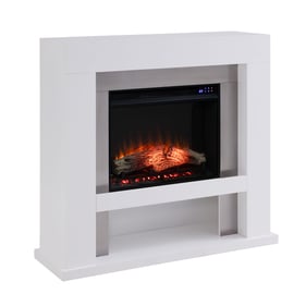 Southern Enterprises Lirrington White Gray Touch Screen Electric Fireplace