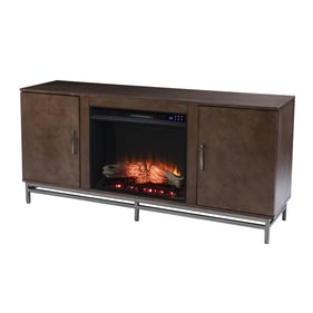 Southern Enterprises Dibbonly Brown Touch Screen Electric Fireplace with Me...