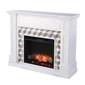 Southern Enterprises Darvingmore White Touch Screen Electric Fireplace