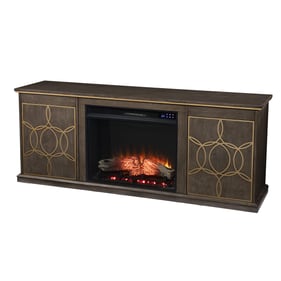 Southern Enterprises Yardlynn Brown Touch Screen Electric Fireplace Console...