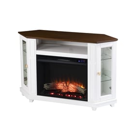 Southern Enterprises Dilvon White Touch Screen Electric Media Fireplace wit...