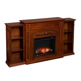 Southern Enterprises Chantilly Autumn Oak Touch Screen Electric Fireplace w...