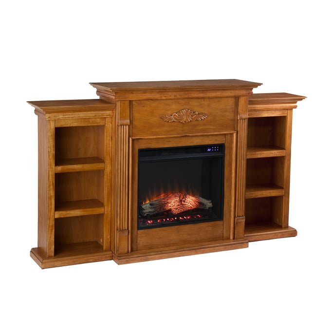 Southern Enterprises Tennyson Natural Touch Screen Electric Fireplace with Bookcases SNENT-FR8543