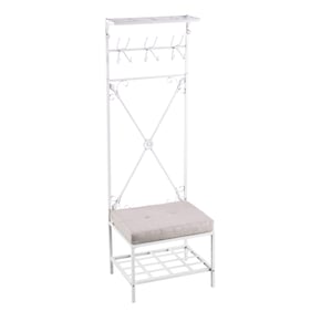 Southern Enterprises Dovanti Matte White Bench with Storage Rack