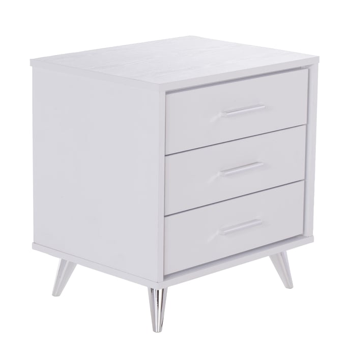 Southern Enterprises Oren White Drawers Bedside Table SNENT-HF6842