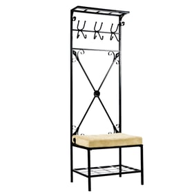 Southern Enterprises Dovanti Black Entryway Bench with Storage Rack