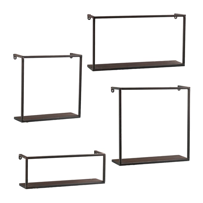 Southern Enterprises Zyther Black Metal 4pc Wall Shelves Set SNENT-HZ0307