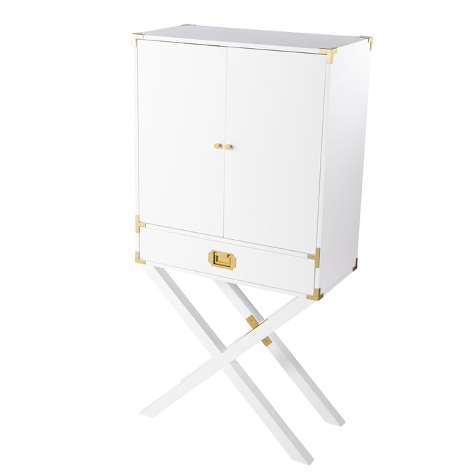 Southern Enterprises Campaign White Bar Cabinet SNENT-HZ1093941