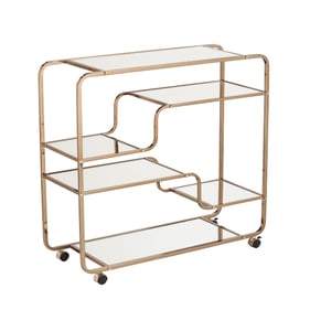 Southern Enterprises Maylynn Champagne Maylynn Art Deco Mirrored Bar Cart