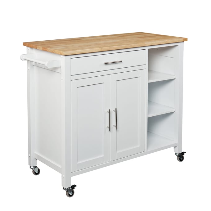 Southern Enterprises Martinville White Natural Kitchen Cart SNENT-KA3277