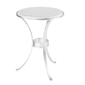 Southern Enterprises Fordoche White Silver Round Accent Table