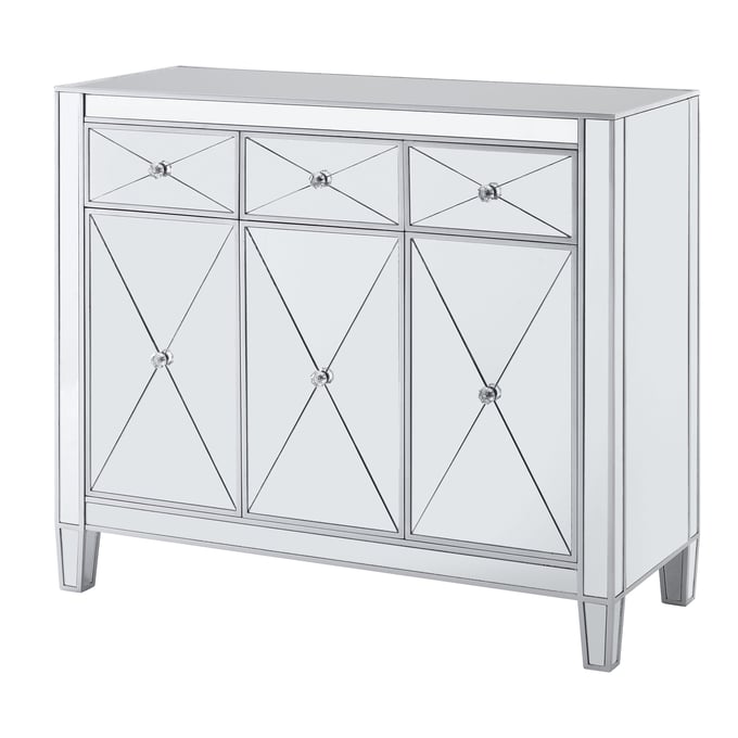 Southern Enterprises Mirage Silver 3 Door Mirrored Cabinet SNENT-OC9151