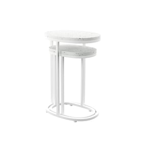 Southern Enterprises Vicanno White 2pc Outdoor Accent Table Set