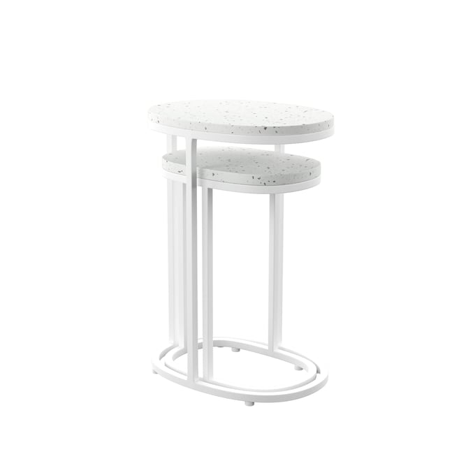 Southern Enterprises Vicanno White 2pc Outdoor Accent Table Set SNENT-OD1089804