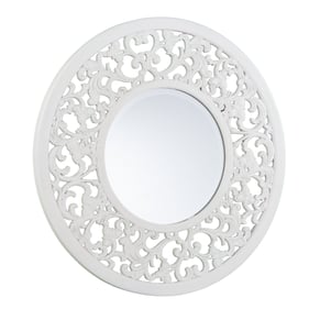 Southern Enterprises Kinior White Round Mirror