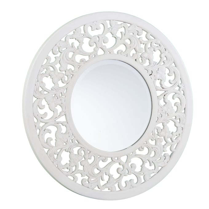 Southern Enterprises Kinior White Round Mirror SNENT-WS1092317