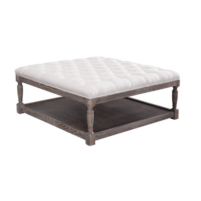 Spectra Home Thomas Classic Linen Square Ottoman SPH-Thomas-Square-Ottoman-CL