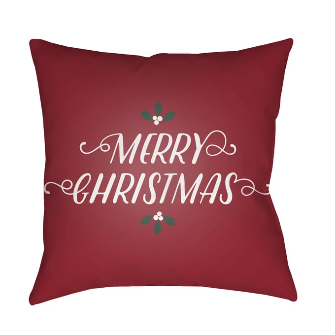 Surya Merry Christmas I Maroon White Pillow Cover - 18x18 | The Classy Home